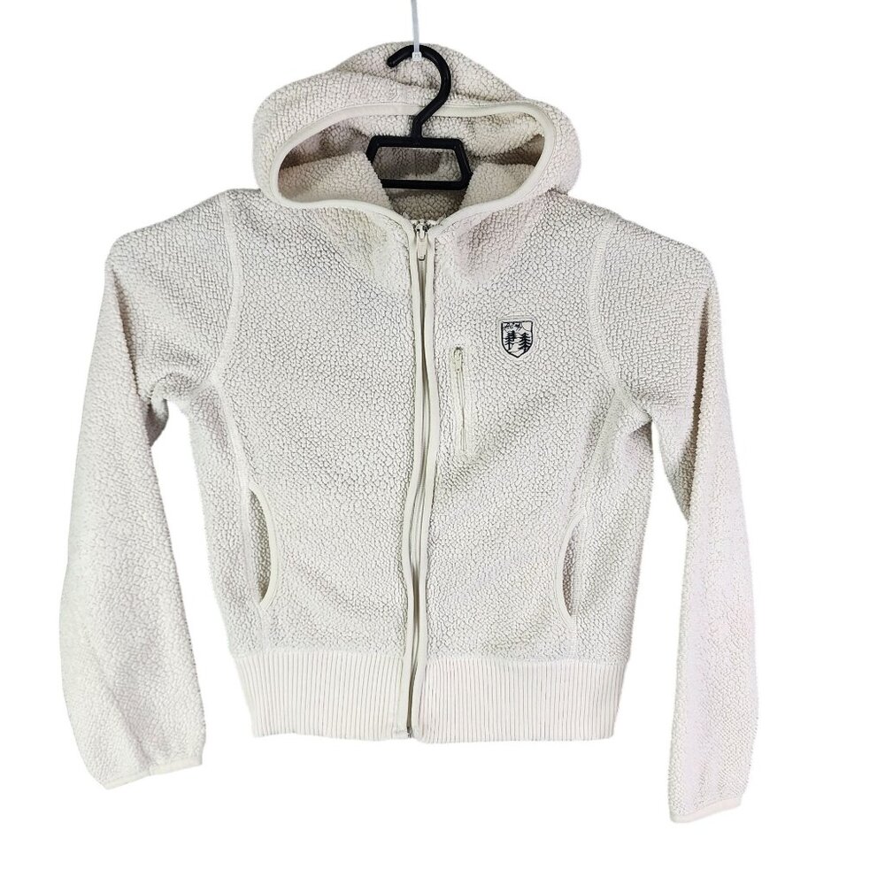 Womens American Eagle Outfitters White Fleece Sherpa Hoodie Jacket Full Zip S